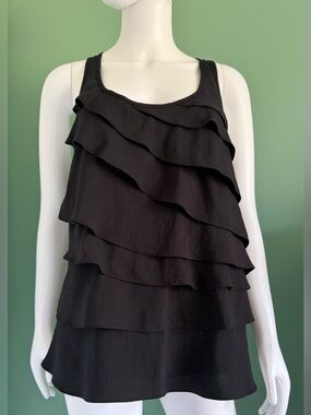 Elle Black Tiered Ruffle Tank Top